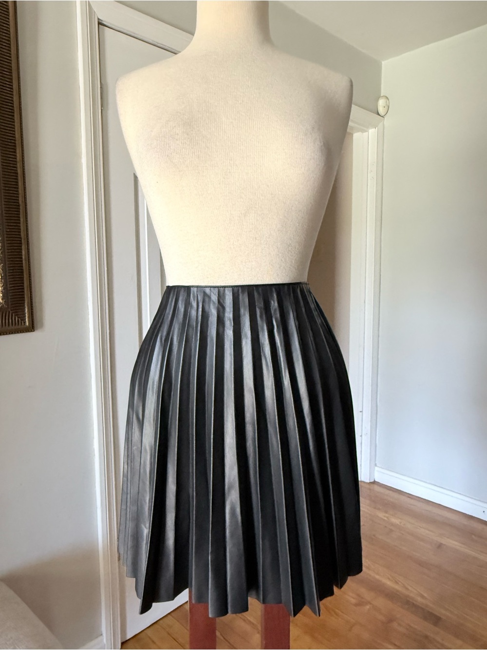 Rebecca Minkoff Black Pleated Faux Leather Mini Skirt